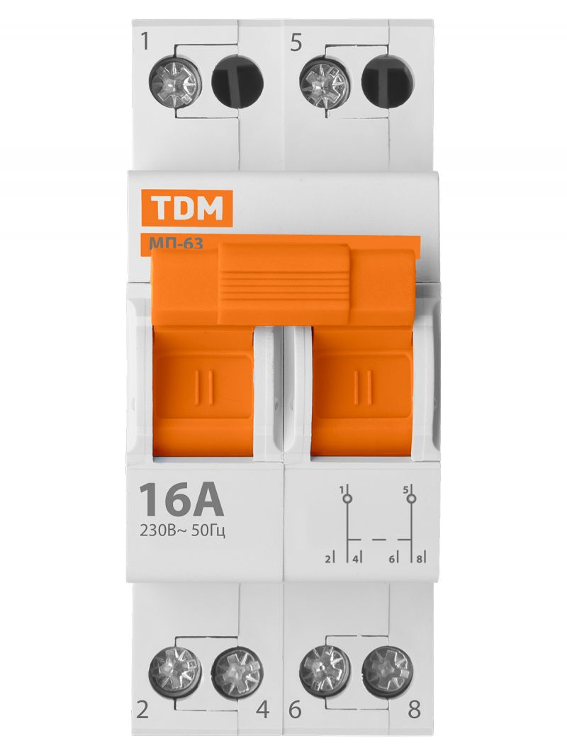 Модульный переключатель трехпозиционный МП-63 2P 16А TDM