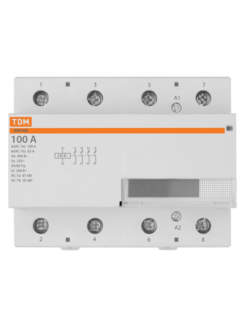 Контактор модульный КМ100/4-100 4НО TDM