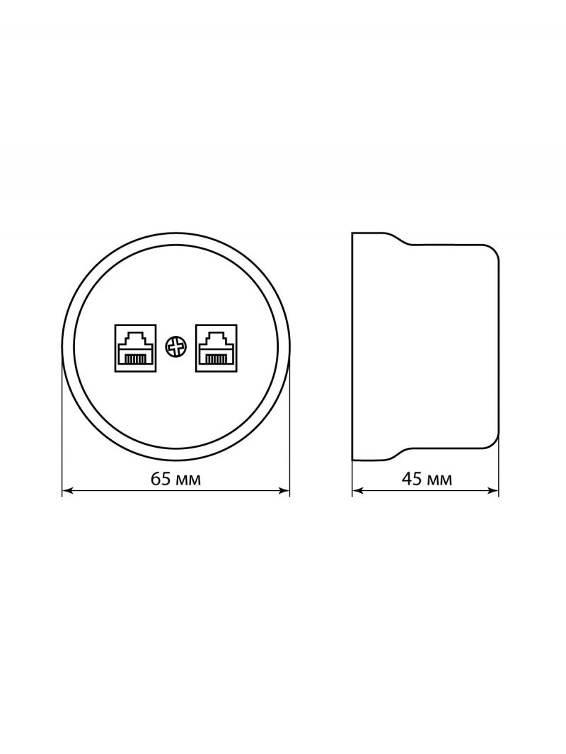 Розетка телефонная RJ11 + компьютерная RJ45 сл. кость «Болонь» TDM