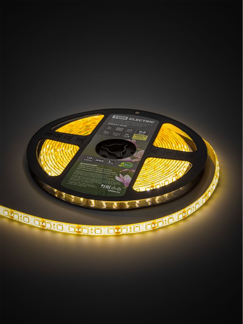 Лента светодиодная SMD2835-120 LED/м-IP65-12 В-9,6 Вт/м-3000 К (5 м) блистер TDM