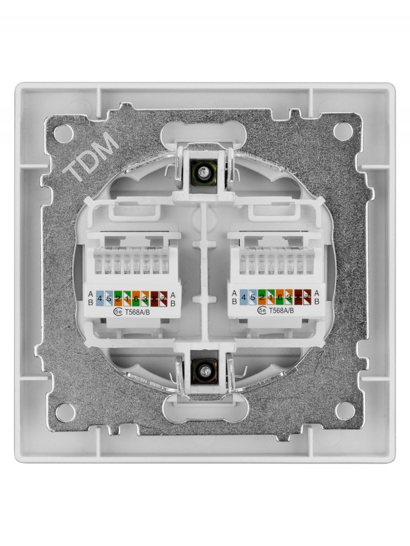 Розетка компьютерная двойная RJ45 серебр. металлик 