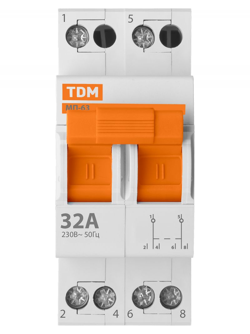 Модульный переключатель трехпозиционный МП-63 2P 32А TDM