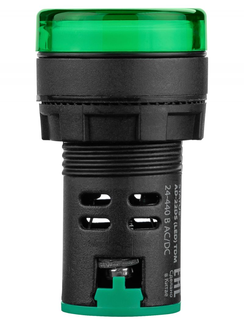 STATUS Лампа сигнальная AD-22DS, LED, d22 мм, 24-440 В AC/DC, зеленый TDM