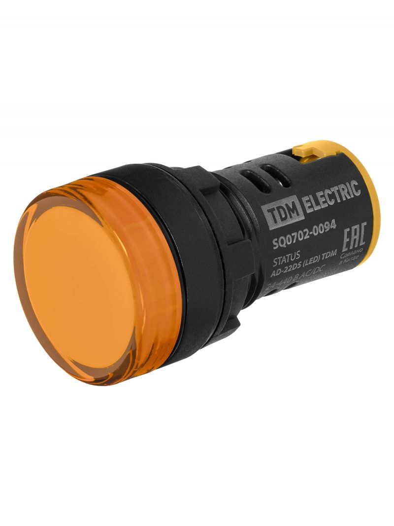 STATUS Лампа сигнальная AD-22DS, LED, d22 мм, 24-440 В AC/DC, желтый TDM