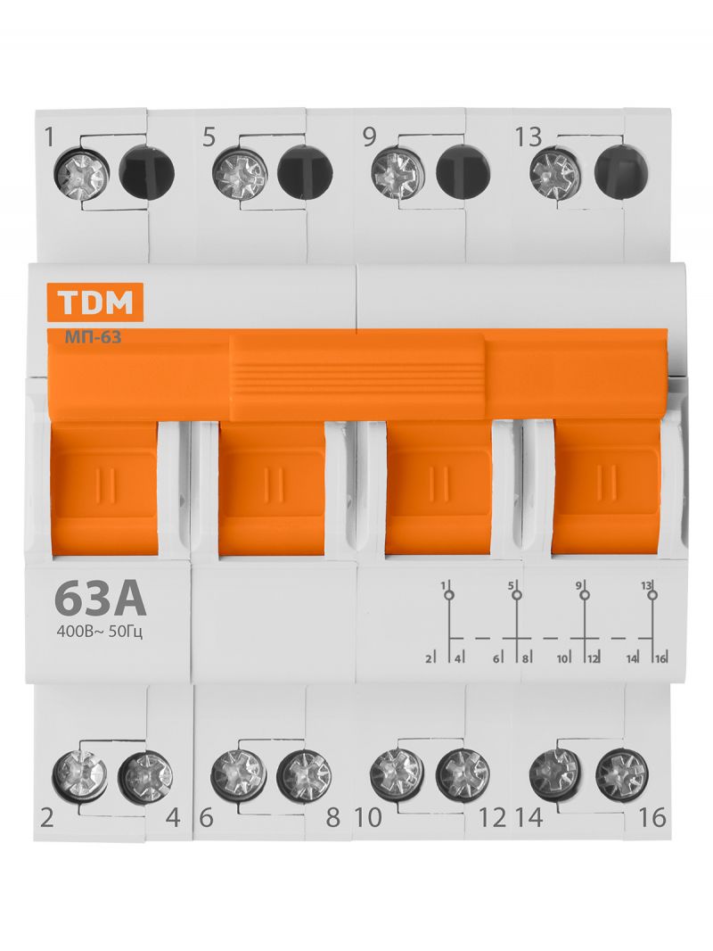 Модульный переключатель трехпозиционный МП-63 4P 63А TDM