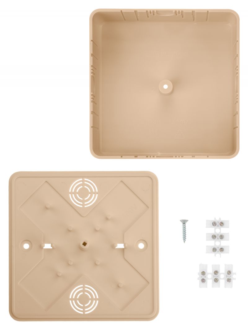Коробка распаячная КР 100х100х44 ОП сосна, с клем. колодкой, IP40, инд. штрихкод TDM
