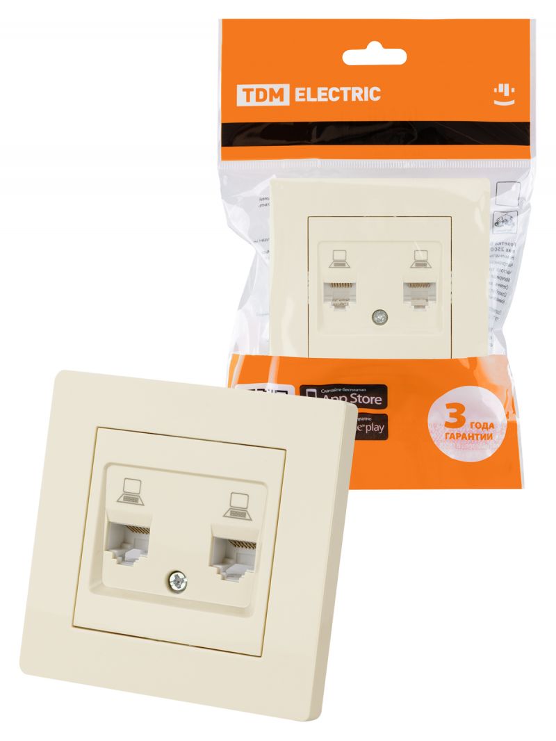 Розетка компьютерная двойная RJ45 сл. кость 