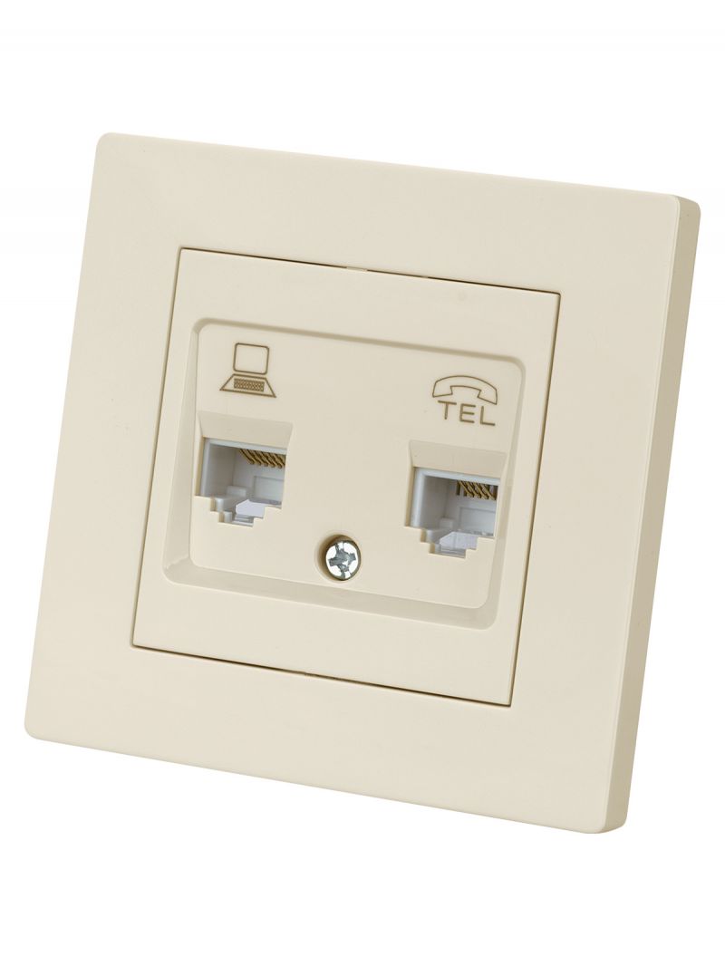 Розетка телефонная RJ11 + компьютерная RJ45 сл. кость 