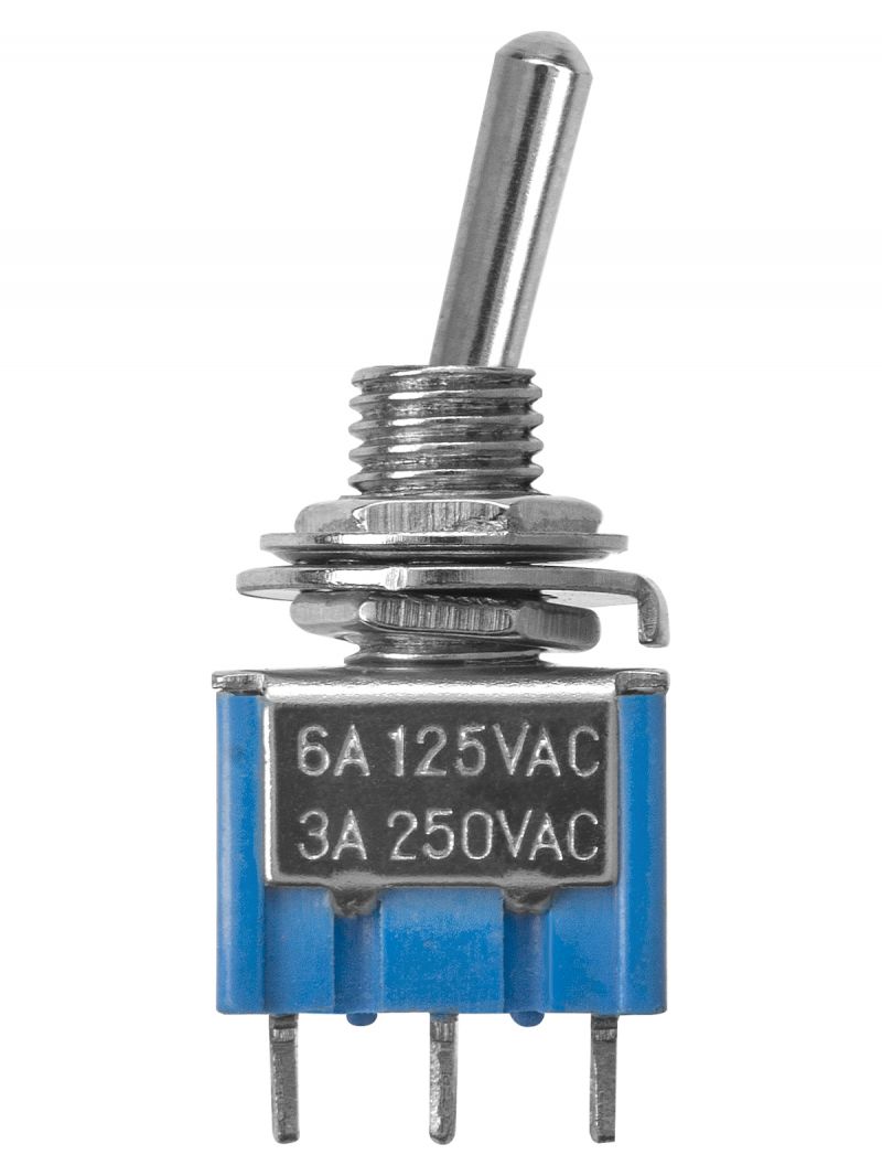 Переключатель-тумблер MTS-102 Micro 1P 250В AC/DC 3А (3c) ON-ON с фиксацией TDM