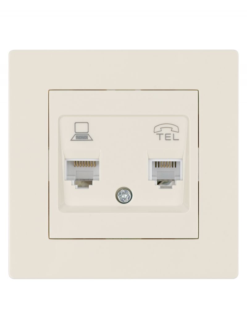 Розетка телефонная RJ11 + компьютерная RJ45 сл. кость 