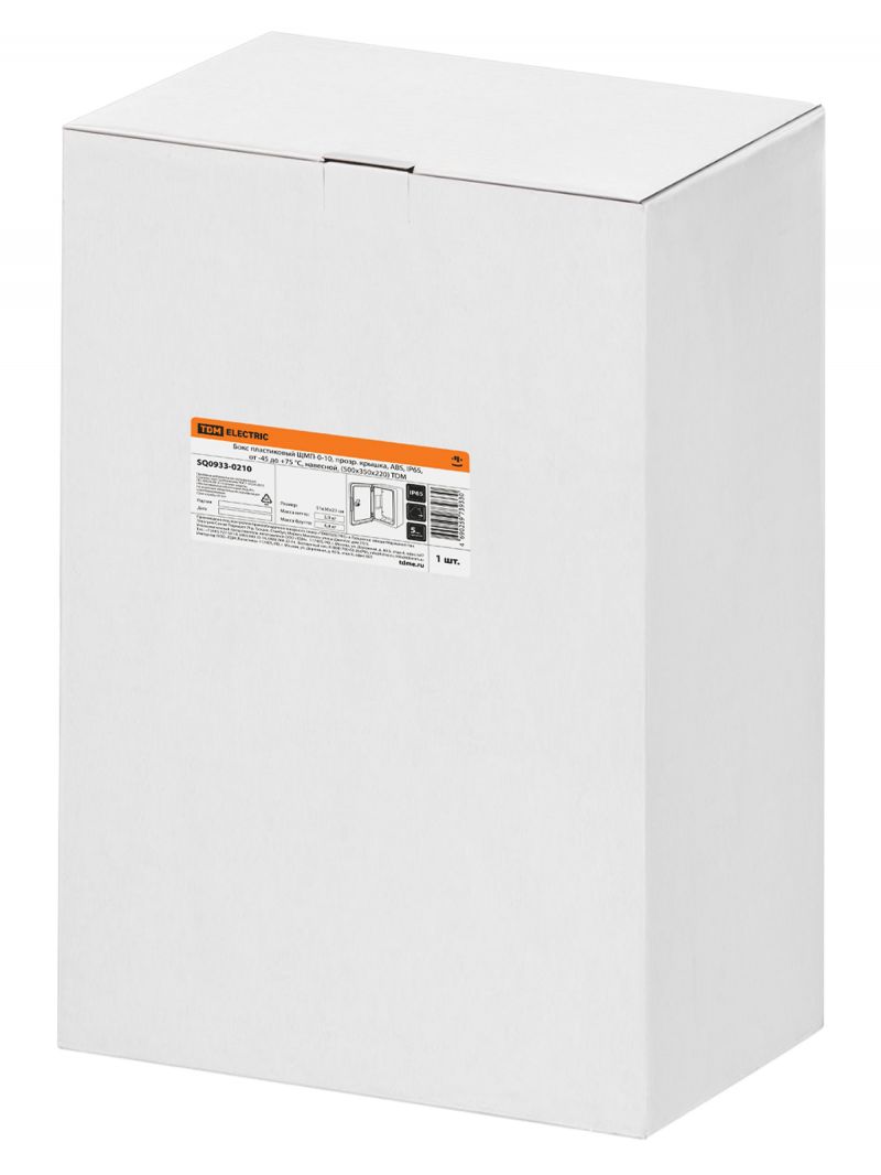 Бокс пластиковый ЩМП-0-10, прозр. крышка, ABS, IP65, от -45 до +75 °С, навесной, (500x350x220) TDM