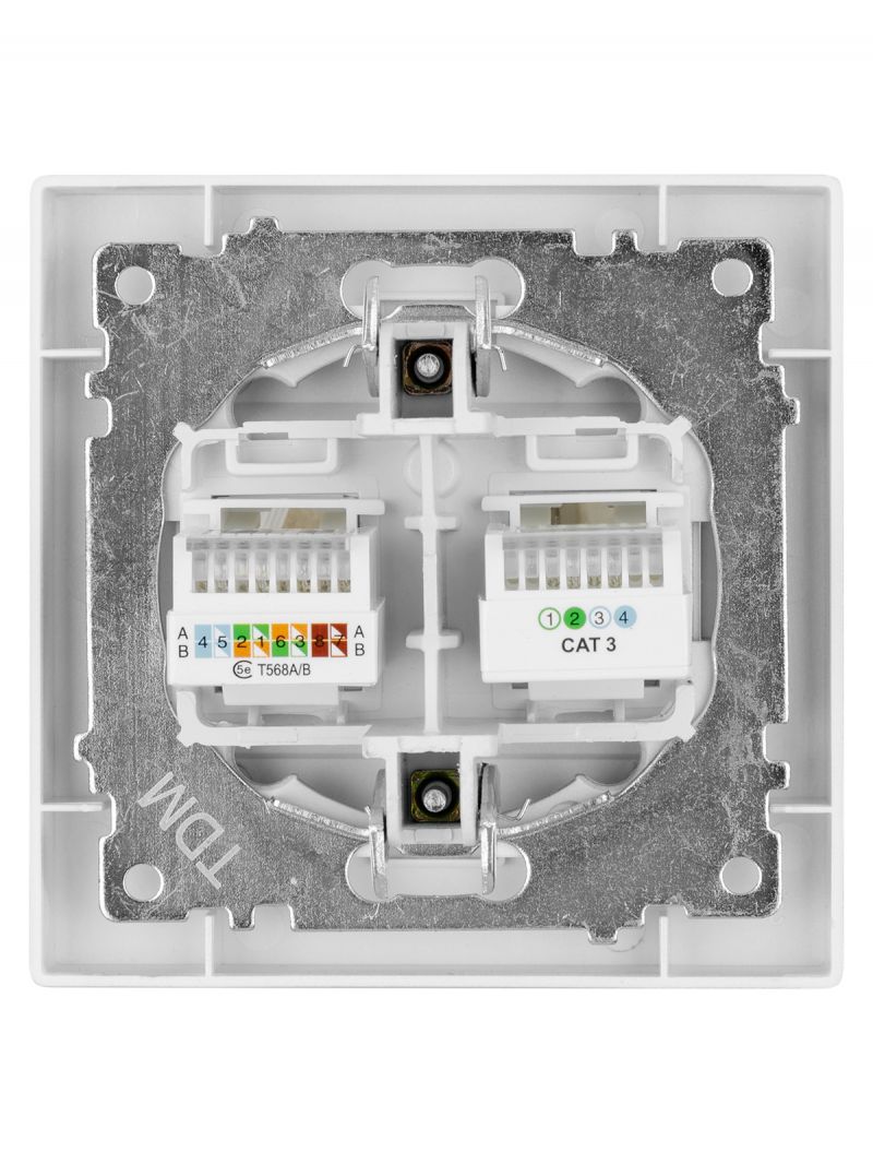 Розетка телефонная RJ11 + компьютерная RJ45 серебр. металлик 