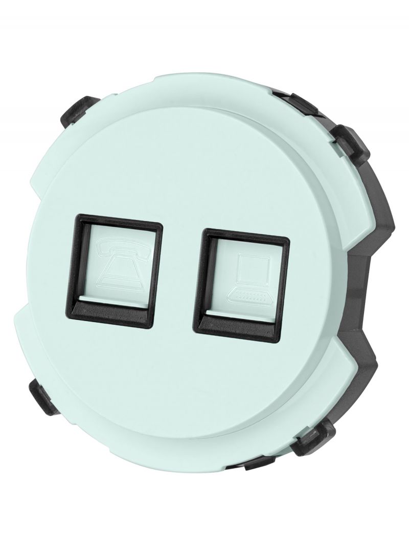 Розетка телефонная RJ11 + компьютерная RJ45 фисташковая, 