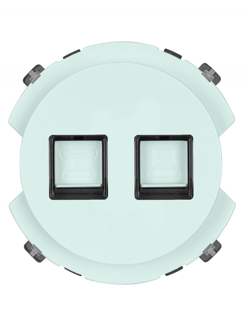 Розетка телефонная RJ11 + компьютерная RJ45 фисташковая, 