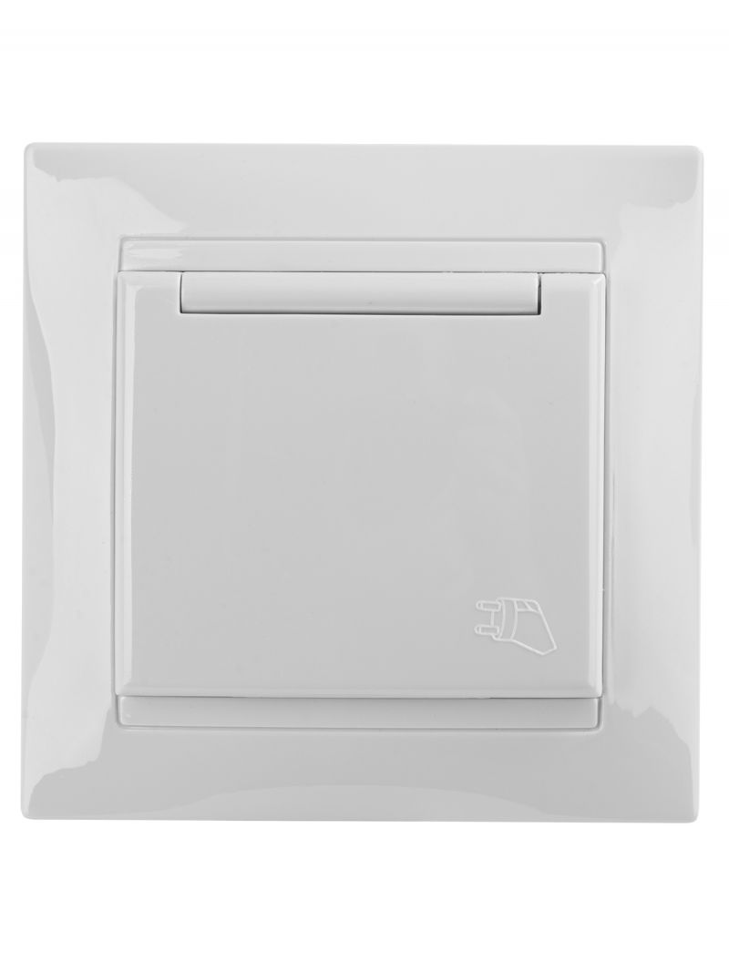Розетка 2П+З 16А 250В IP44 с крышкой белая 