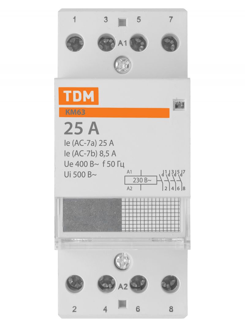 Контактор модульный КМ63/4-25 4НО TDM