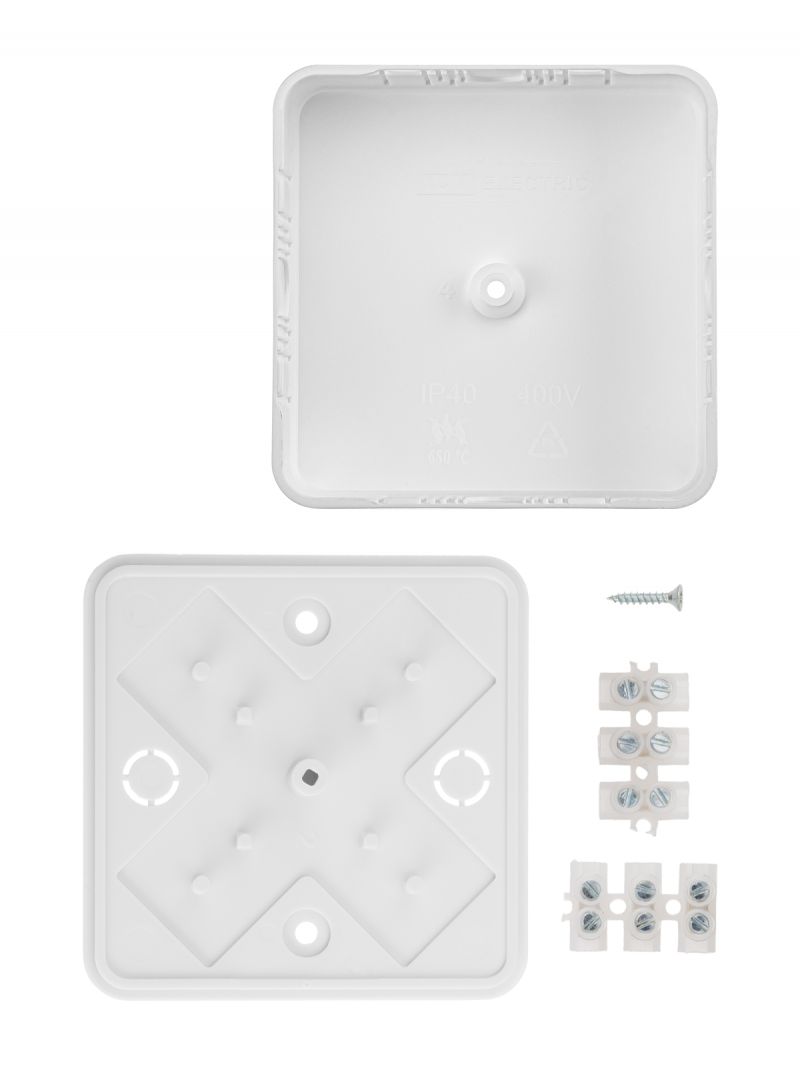 Коробка распаячная КР 75х75х20 ОП с клем. колодкой белая IP40 TDM