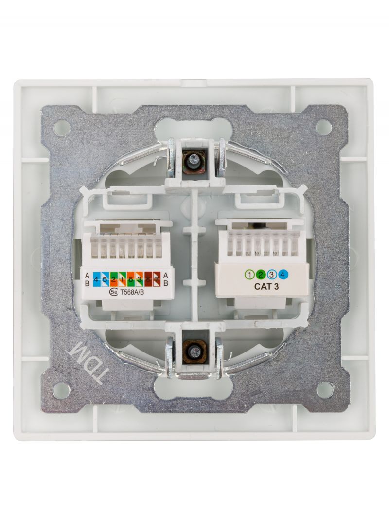 Розетка телефонная RJ11 + компьютерная RJ45 перламутр 
