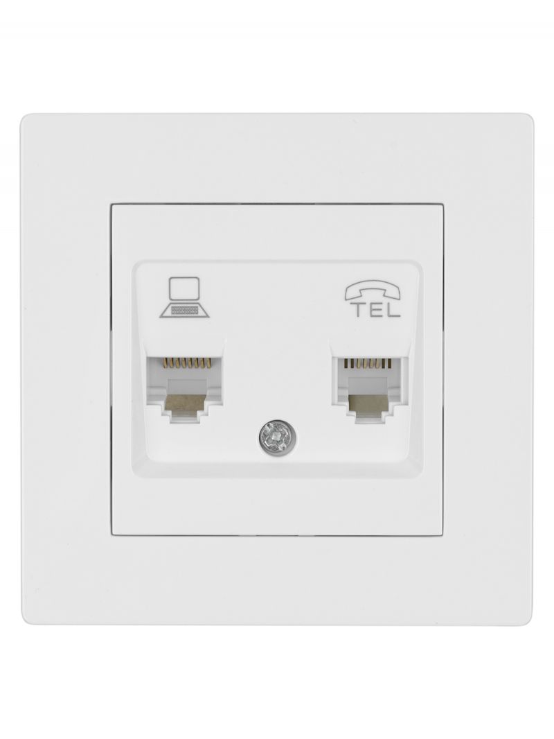 Розетка телефонная RJ11 + компьютерная RJ45 белая 
