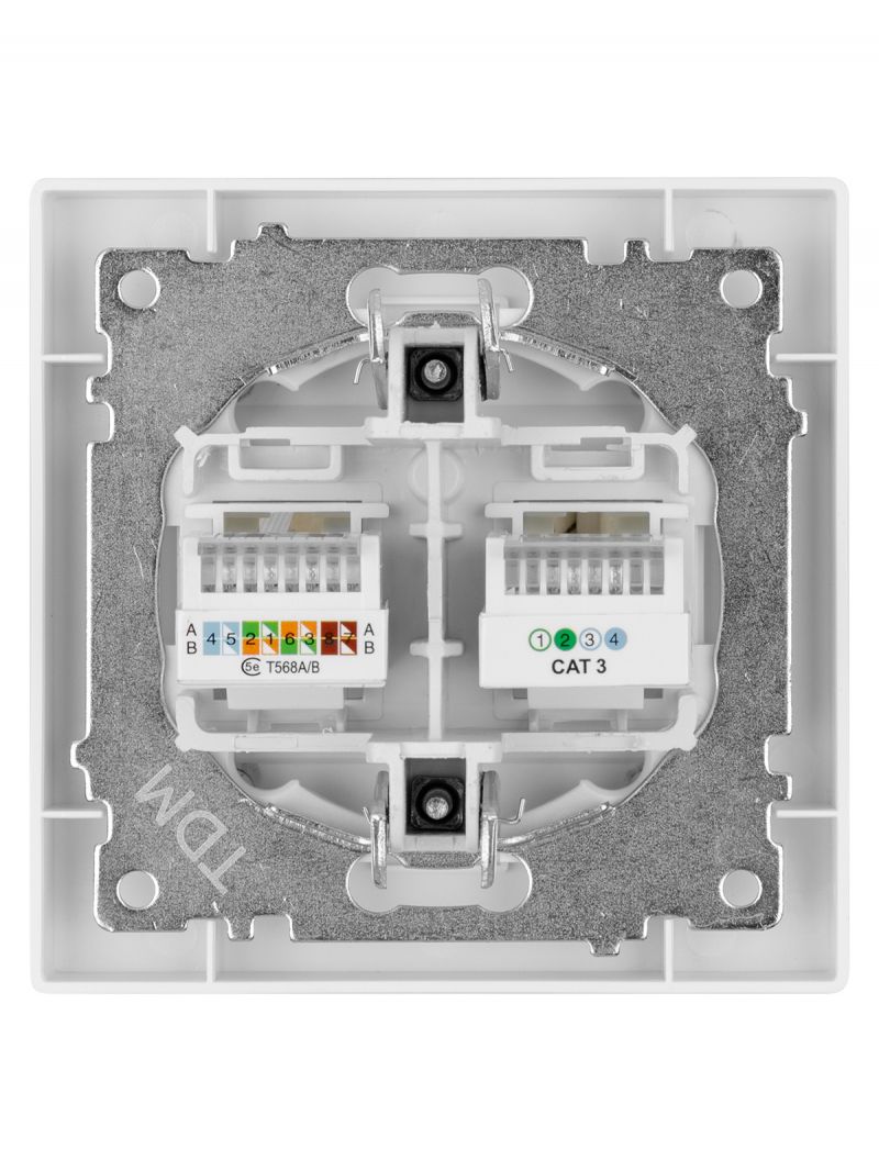 Розетка телефонная RJ11 + компьютерная RJ45 белая 